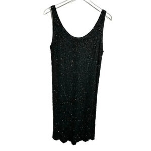 Donna Karan black label Vintage 80's black cocktail dress sequins size Medium